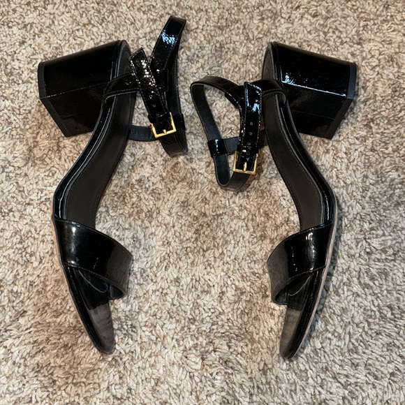 Tory Burch Laurel 65mm Leather Sandals Black Patent Leather Heel Sandals Classic - Picture 5 of 8